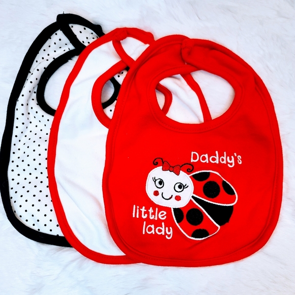 Cutie Pie Other - Washable bibs Daddy's little Lady bug cotton (3)